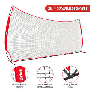 20x10 ft Barricade Backstop Net, Ball Sports Barrier Net with Carry Bag