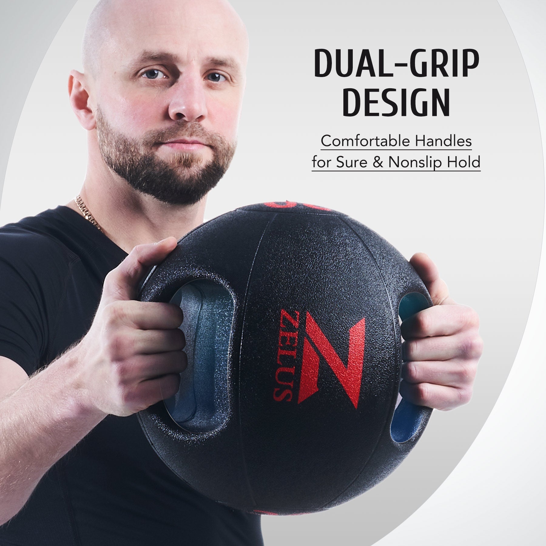 Black ZELUS double-handle medicine ball 