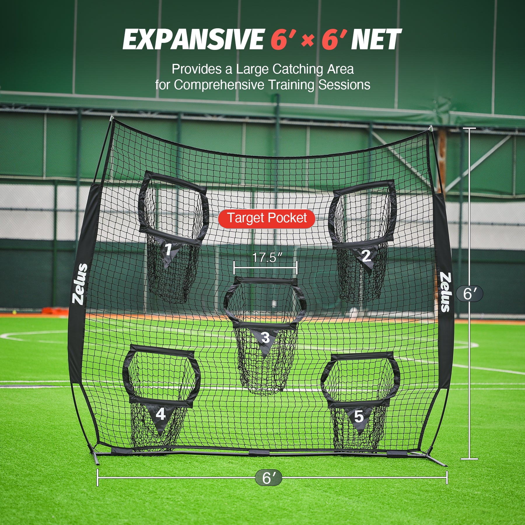Football Throwing Net, Quarterback Training Equipment with 5