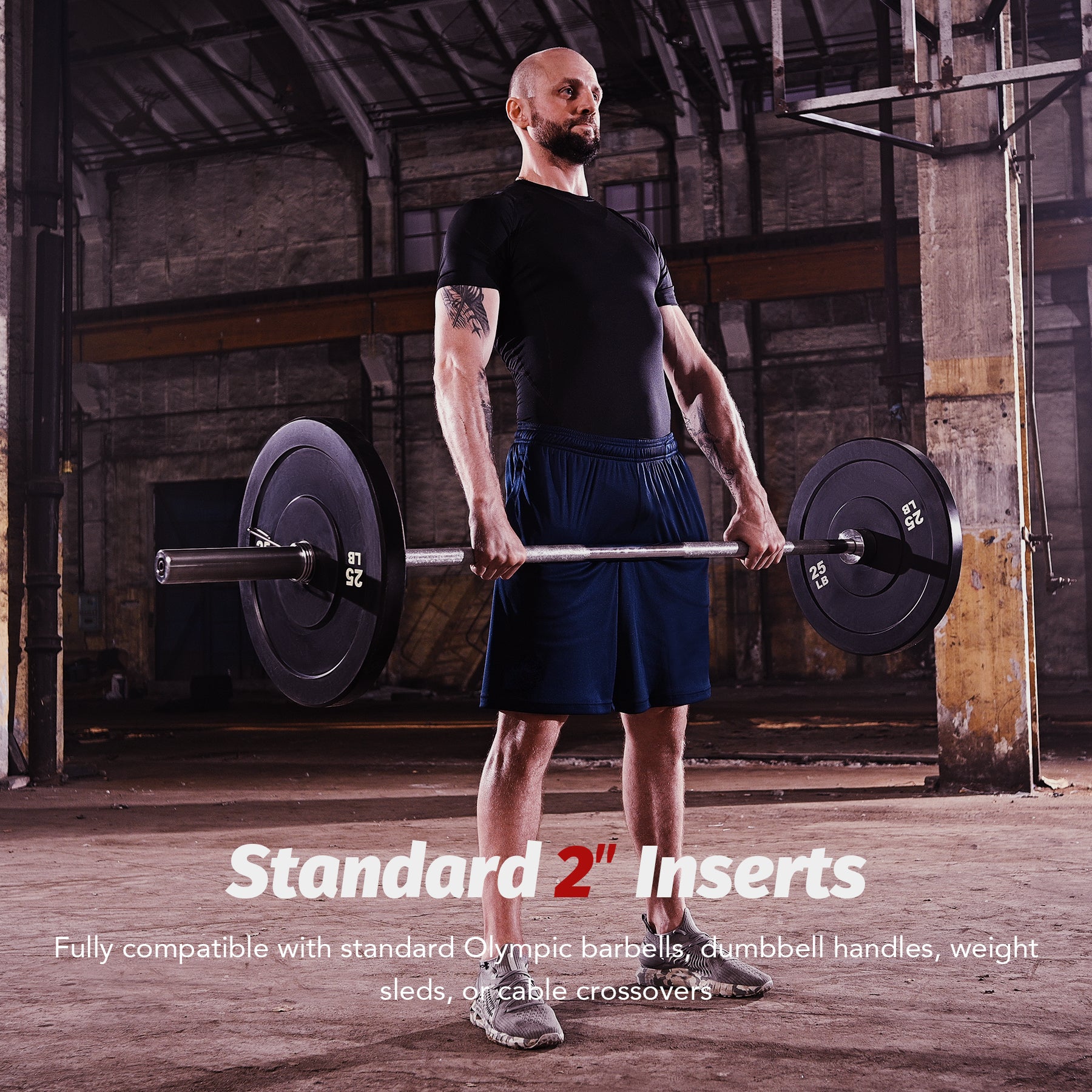 Two black weight plates with '25 LB' marking on a white background