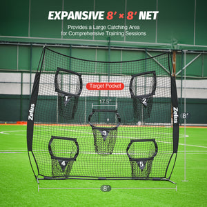 Football Throwing Net, Quarterback Training Equipment with 5 Target Pockets Black