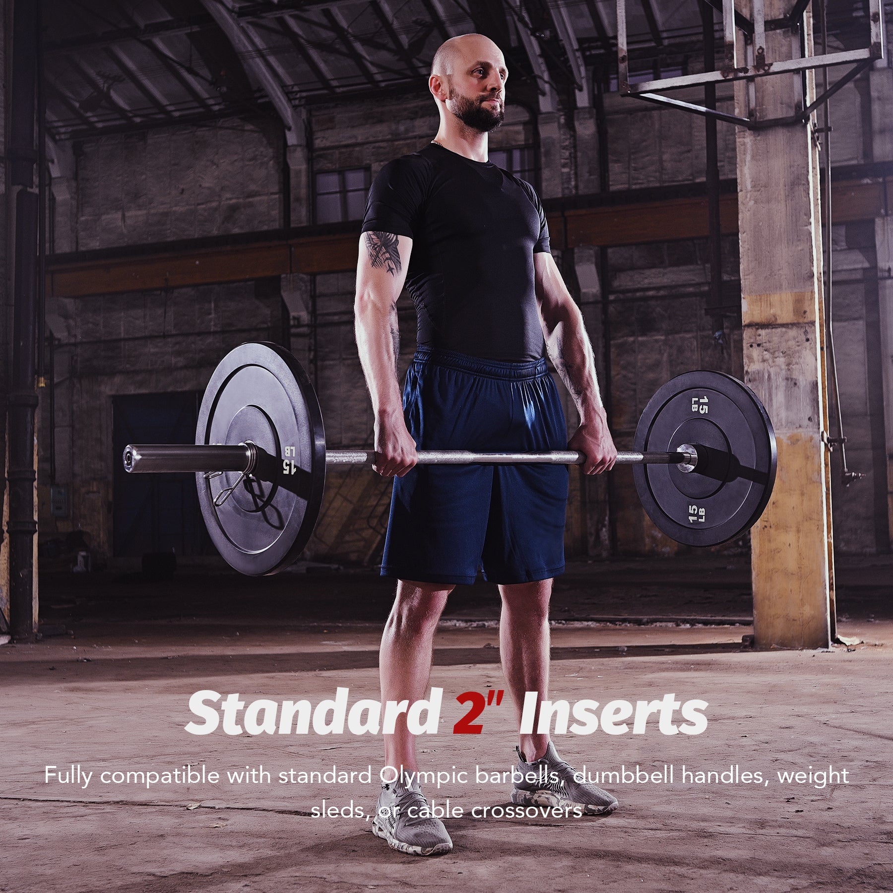 Two black weight plates with '15 LB' marking on a white background