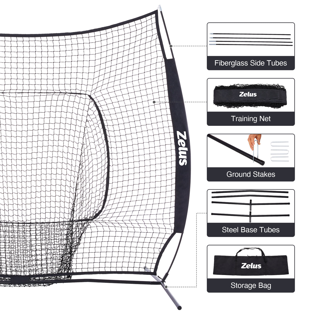 7x7ft Baseball Net for Hitting and Pitching Practice and Training Black