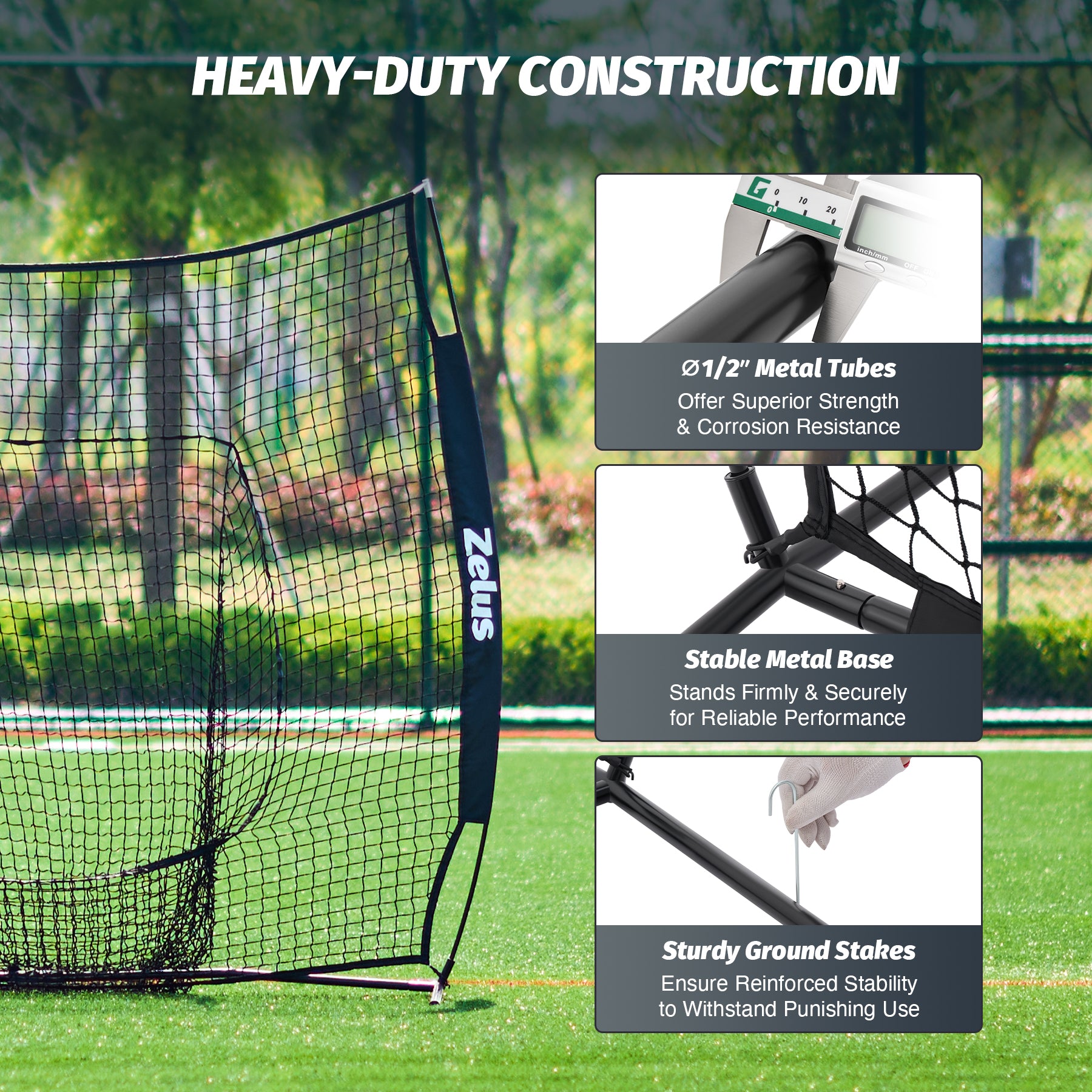 Zelus pitching net with carrying bag
