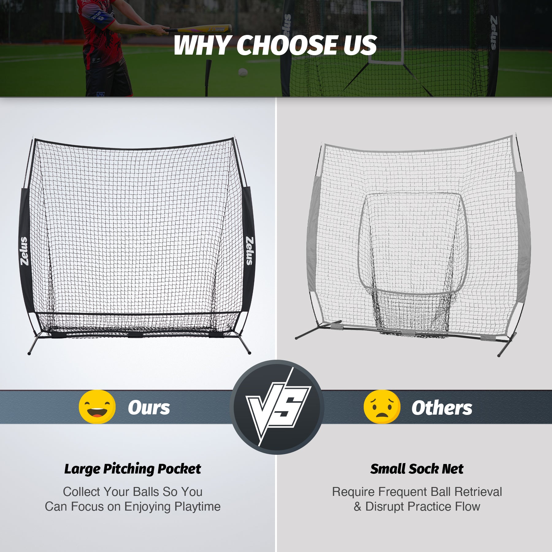 Zelus pitching net with carrying bag
