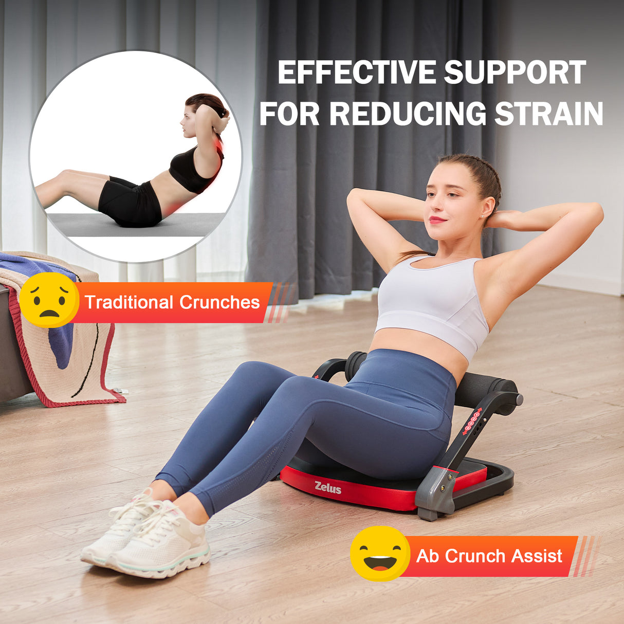 Ab Machine with Resistance Bands for Home Gym Red