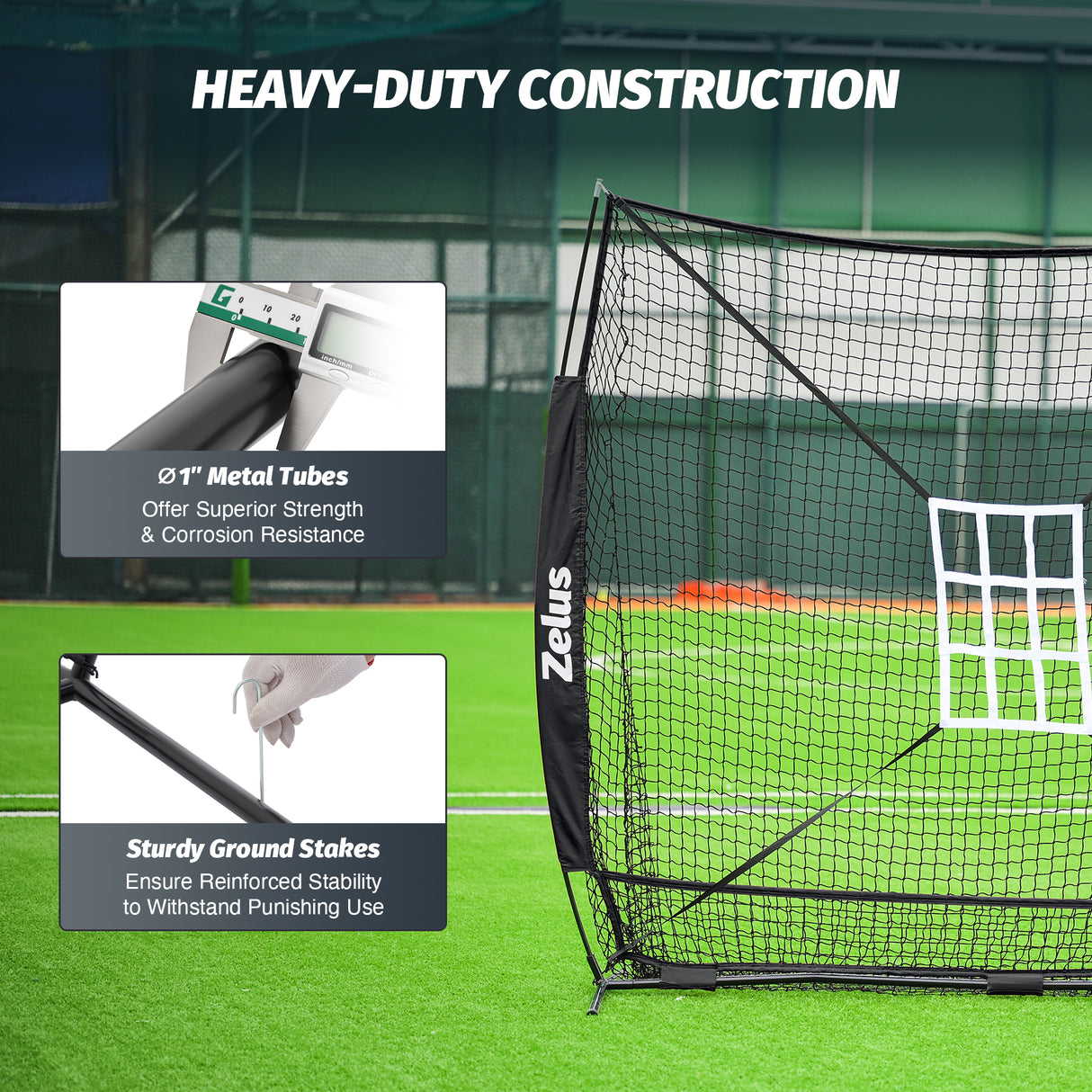 7x7 ft Baseball Net, Hitting and Pitching Net with Batting Tee Black