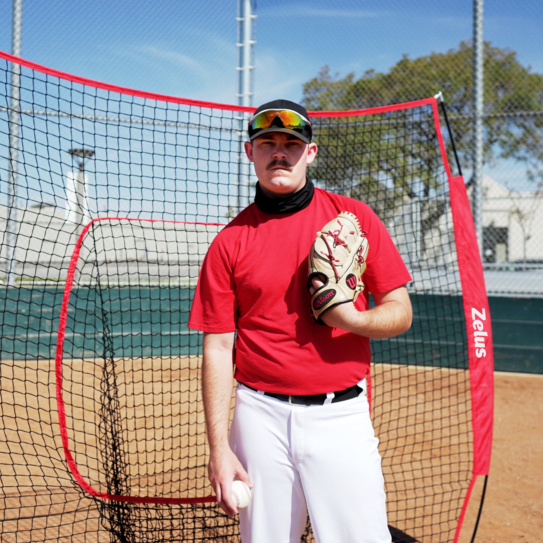Zelus sports training net with red border