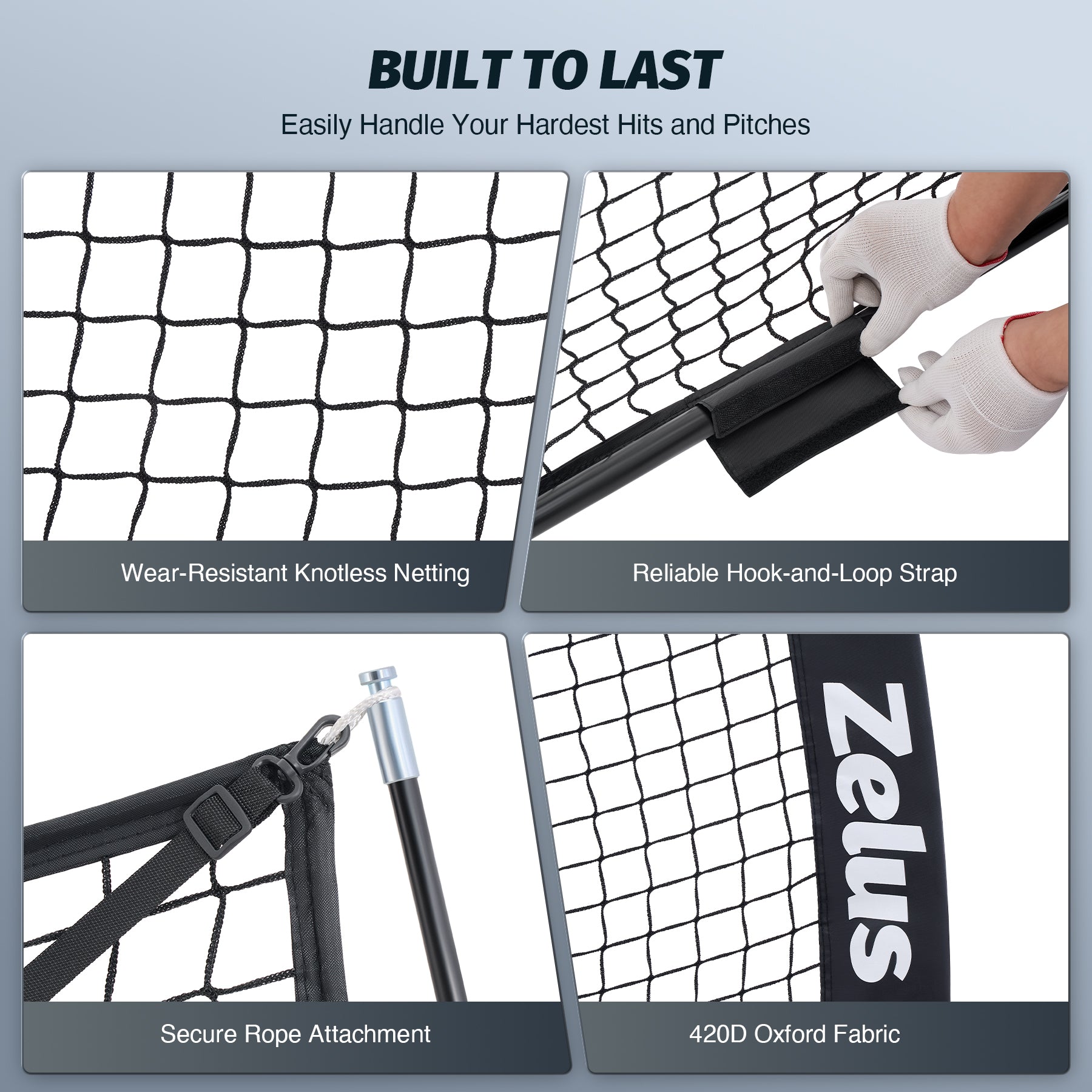 Zelus pitching machine and net system