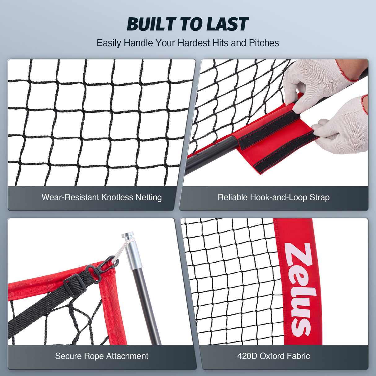 7x7 ft Baseball Net, Hitting and Pitching Net with Adjustable Batting Tee Red