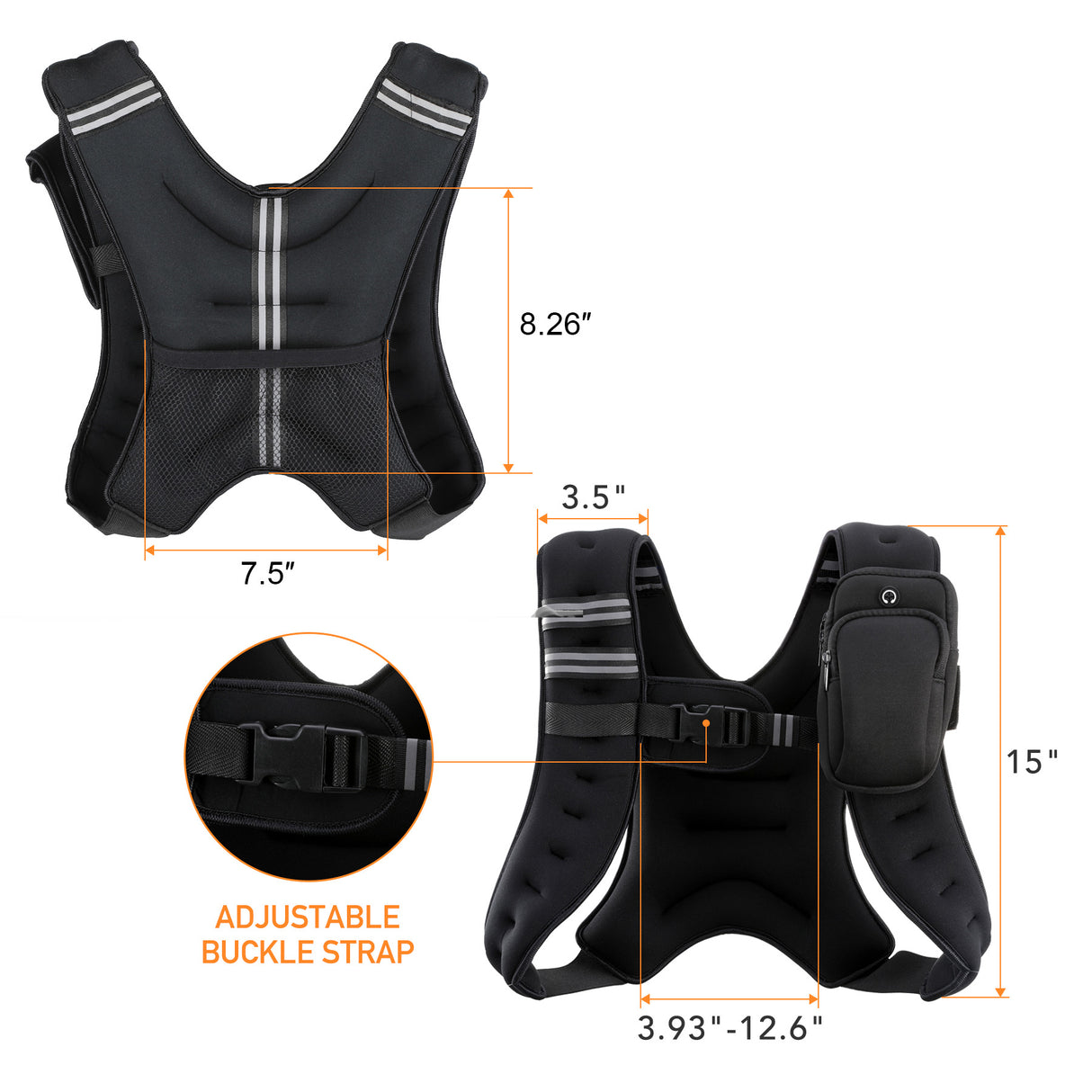 Weighted Vest, 12lb Weight Vest with Reflective Stripe