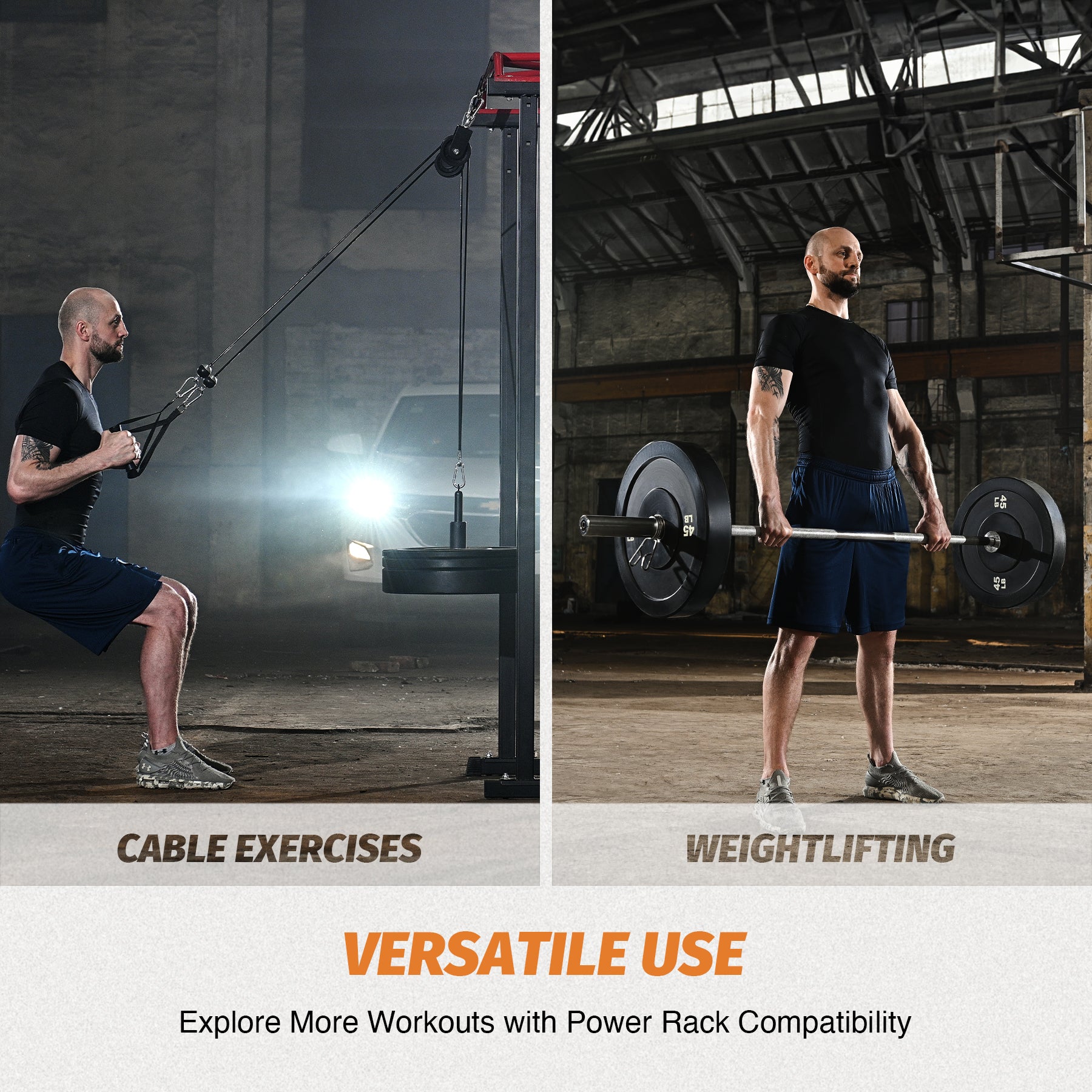 Set of black weight plates with labeled weight capacities