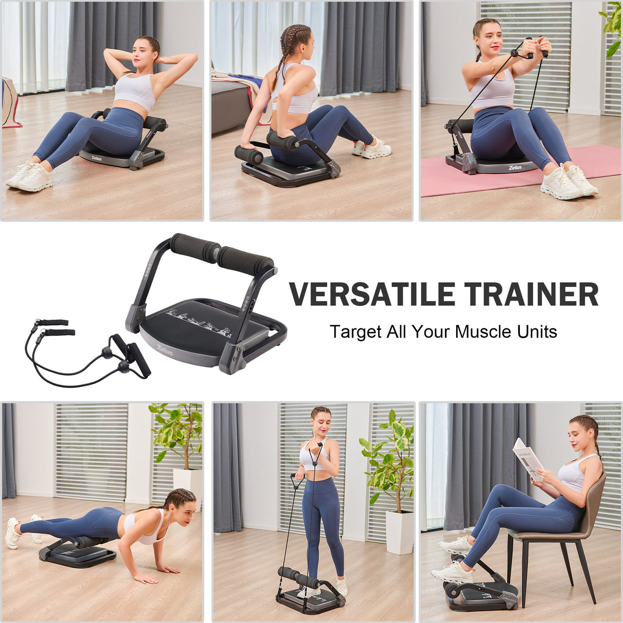 Ab Machine with Resistance Bands for Home Gym