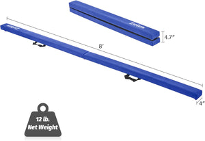 ZELUS 8ft Folding Balance Beam for Gymnastics | Floor Beam with Anti-Slip Base & Carry Handles