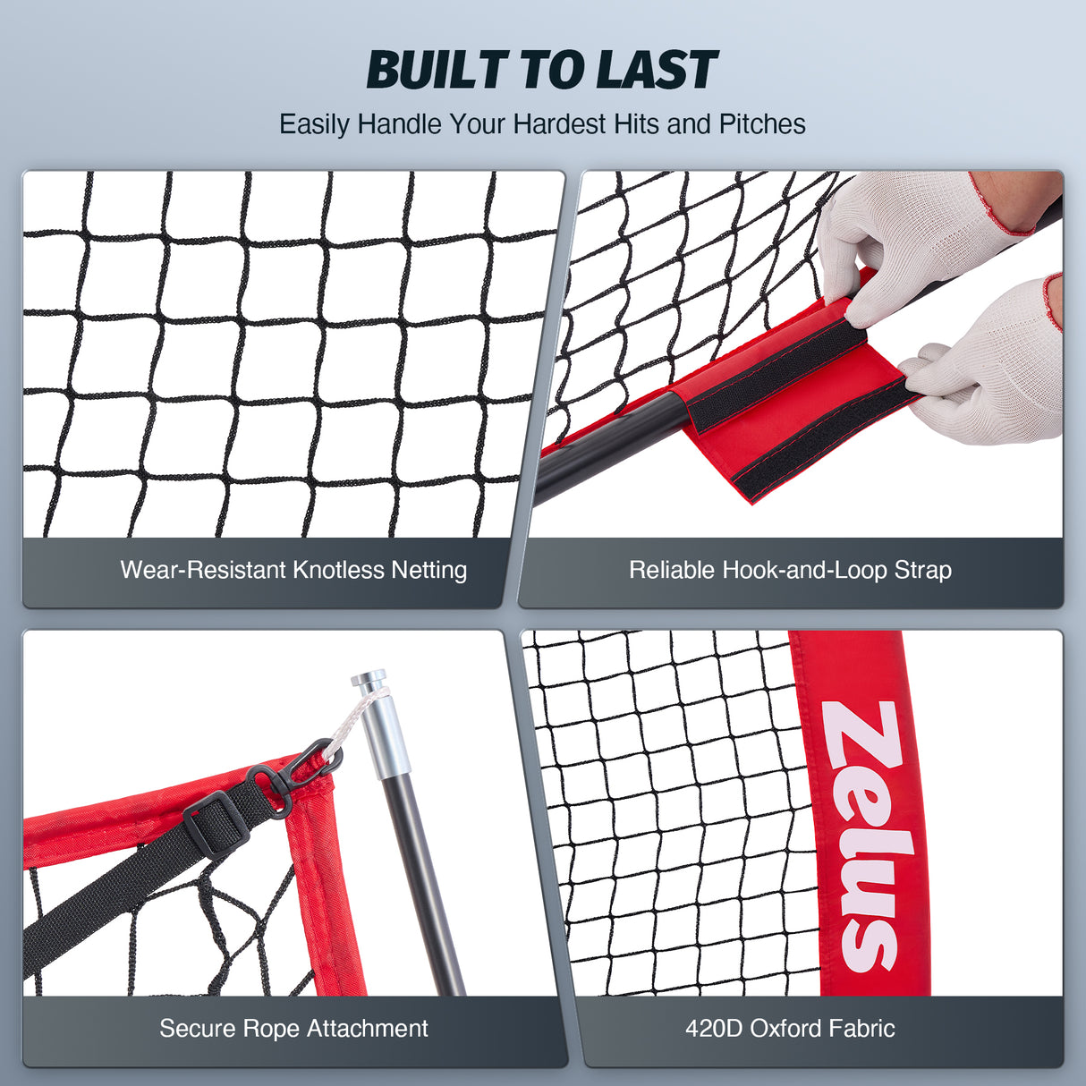 7x7 ft Baseball Net, Hitting and Pitching Net with Batting Tee Red