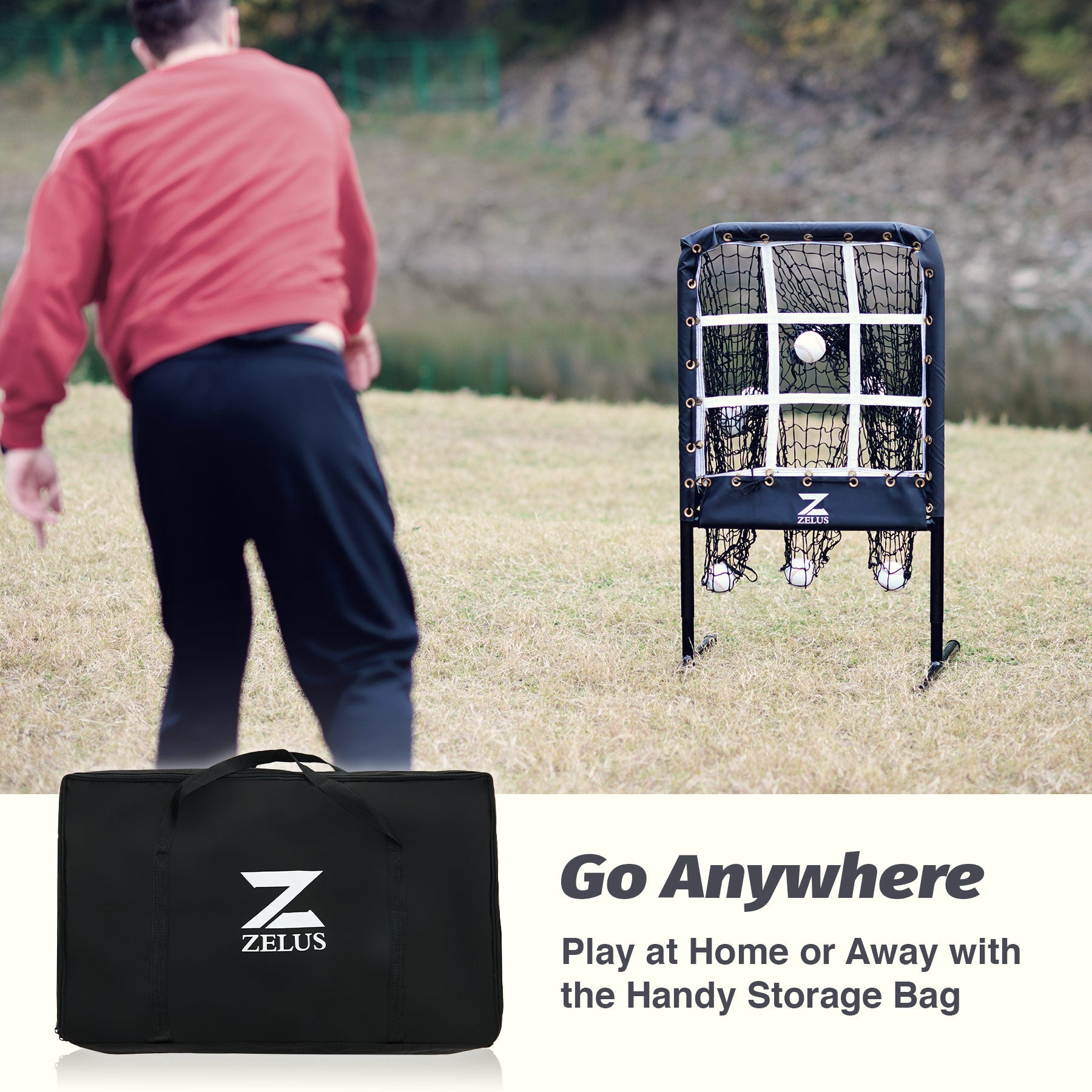 Zelus archery target stand with black and gold design