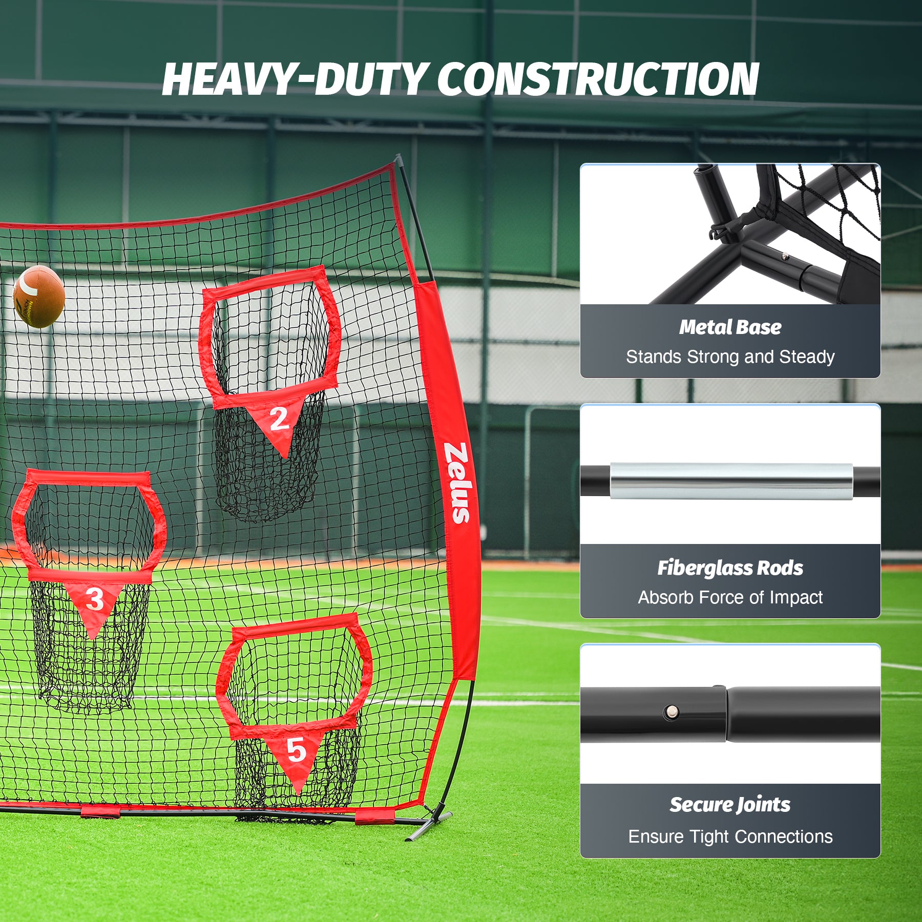 Zelus red pitching machine net