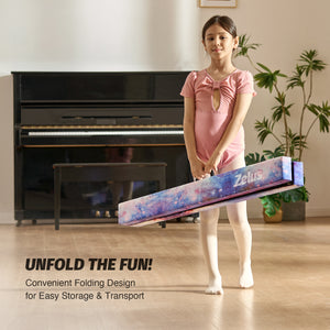 8 ft Folding Balance Beam, Foldable Floor Gymnastics Balance Beam Galaxy