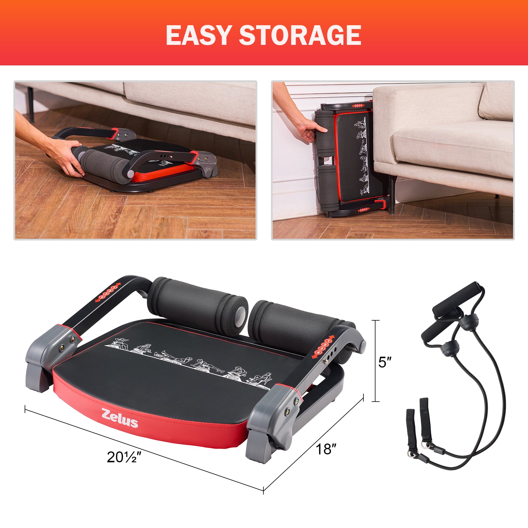 Zelus exercise board with resistance bands