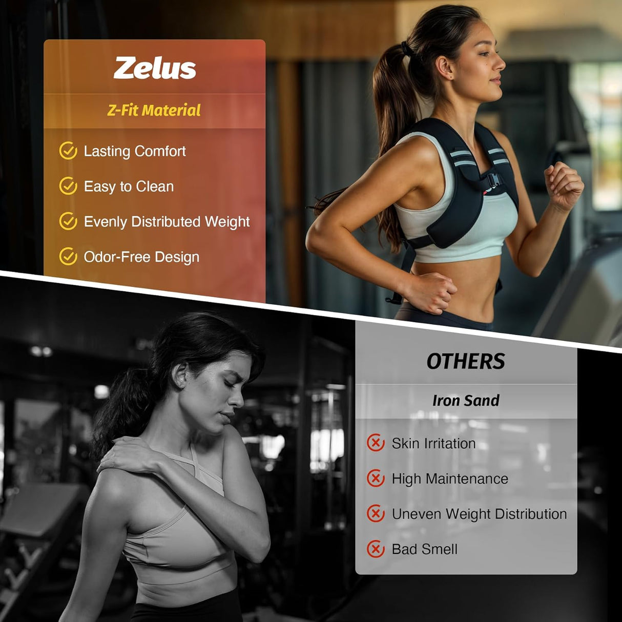ZELUS Soft Iron Weighted Vest | Ultra-Thin 5–15 lb Vest with Reflective Stripes & Adjustable Straps