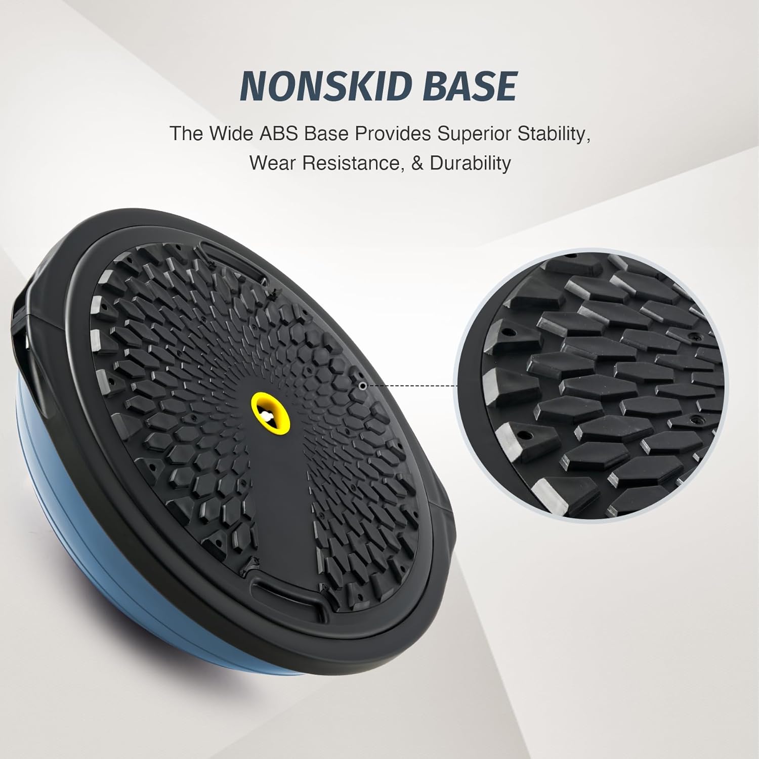 Nonskid base with textured surface and stability feature.