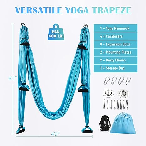 Aerial Yoga Swing - Yoga Hammock Set Sling Blue