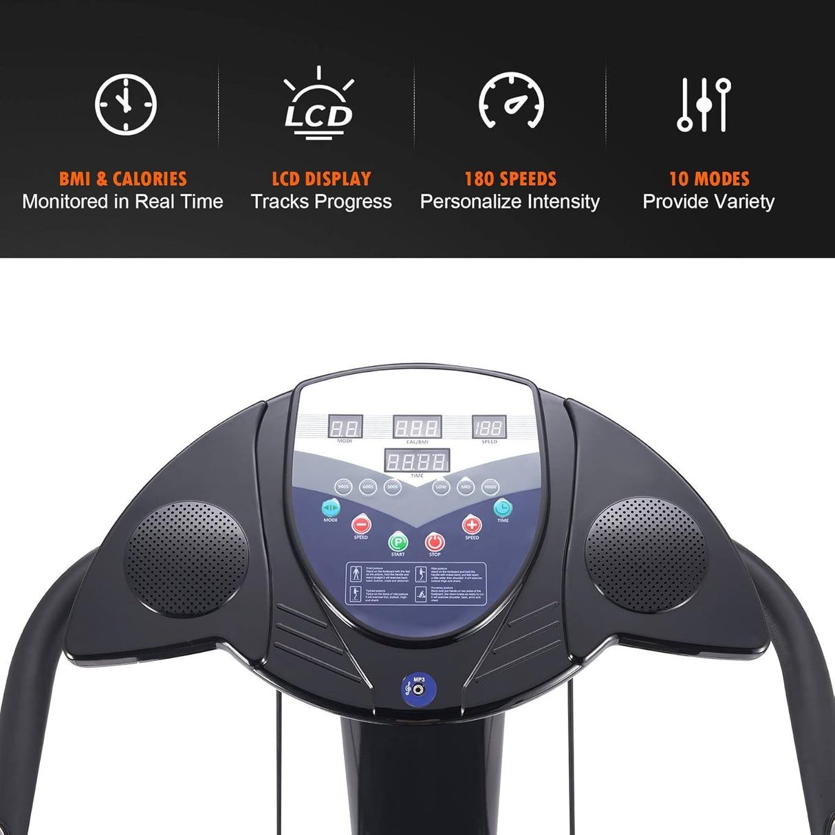 ZELUS 2000W Vibration Plate Exercise Machine | Full-Body Workout Platform with 180 Speed Levels & Built-in MP3 Player