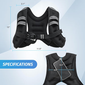 ZELUS Weighted Vest with Reflective Strips | 6–30 lb Adjustable Workout Vest for Training & Cardio