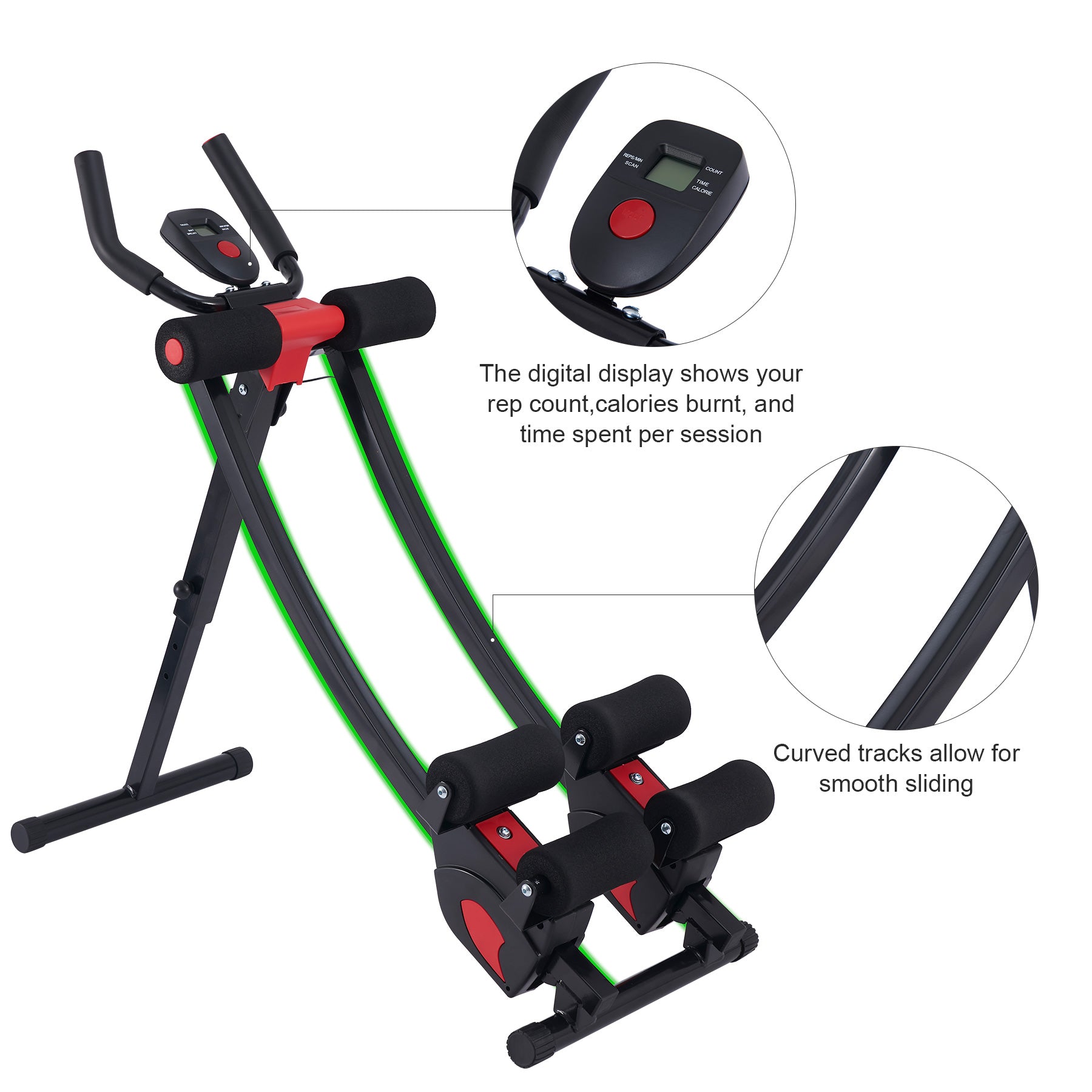 Black and red abdominal exercise machine 
