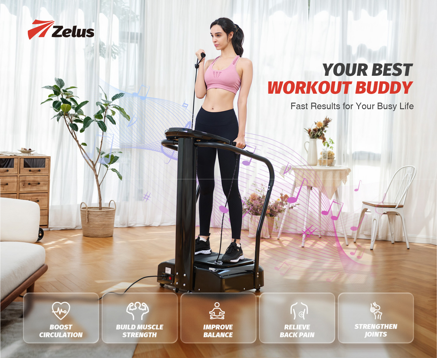 ZELUS 2000W Vibration Plate Exercise Machine | Full-Body Workout