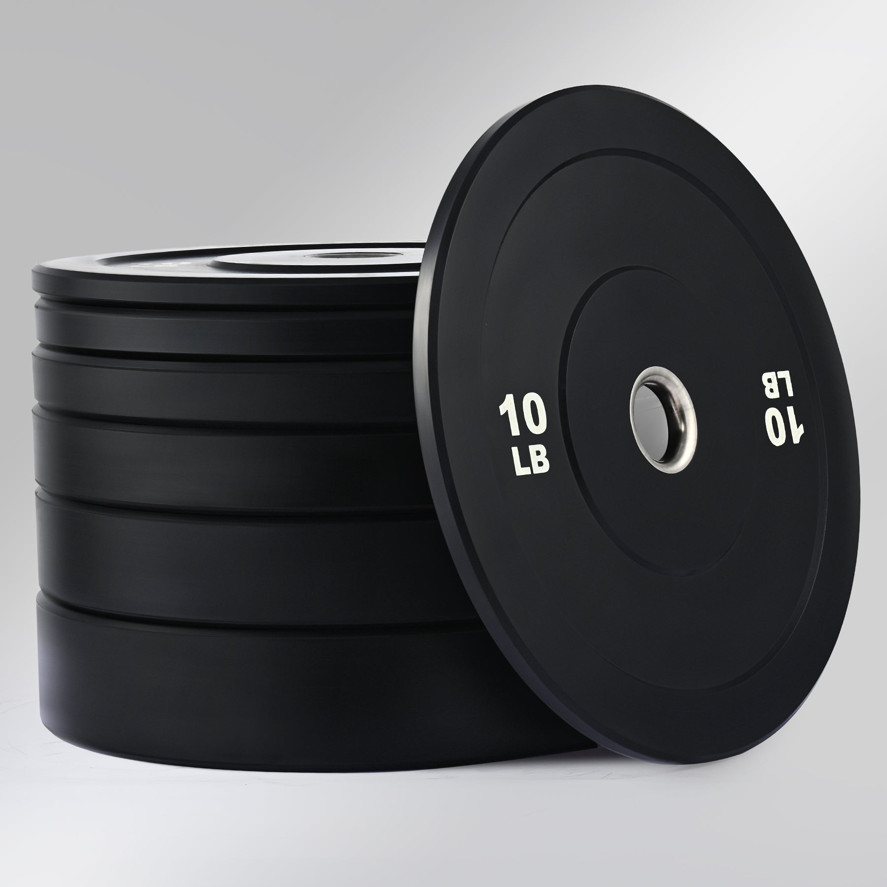 Two black weight plates with '15 LB' marking on a white background