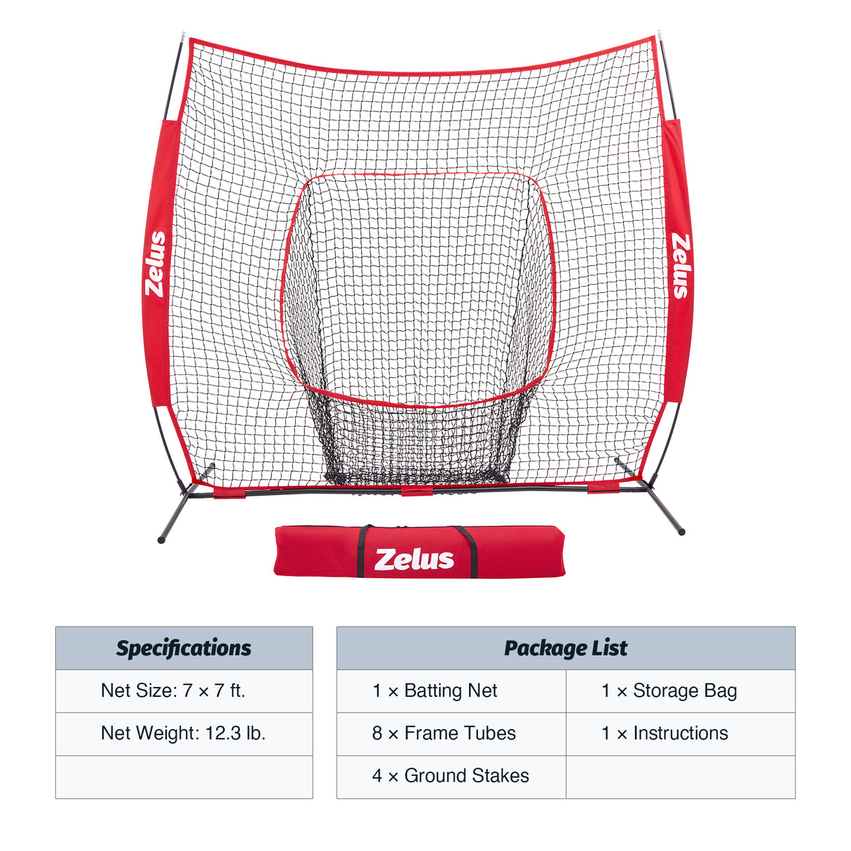 7x7ft Baseball Net for Hitting and Pitching Practice and Training Red