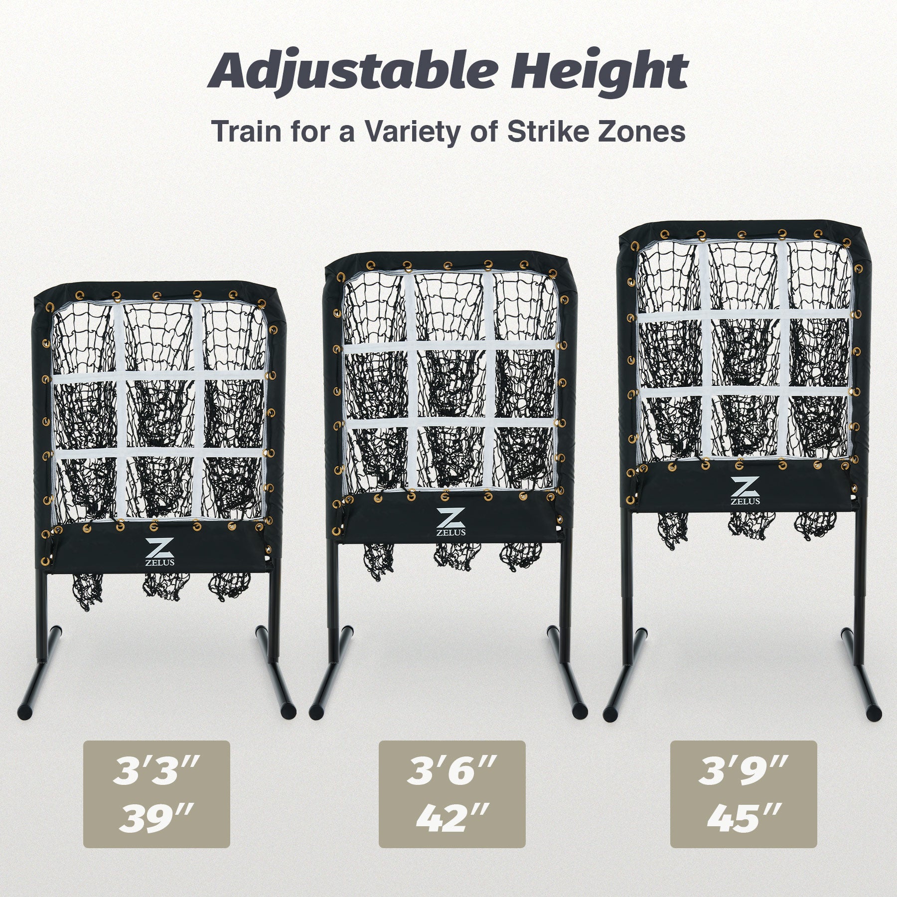 Zelus archery target stand with black and gold design