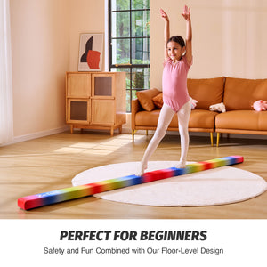 8' Folding Gymnastics Balance Beam, Floor Balance Beam w/Carry Handles Anti-Slip Base