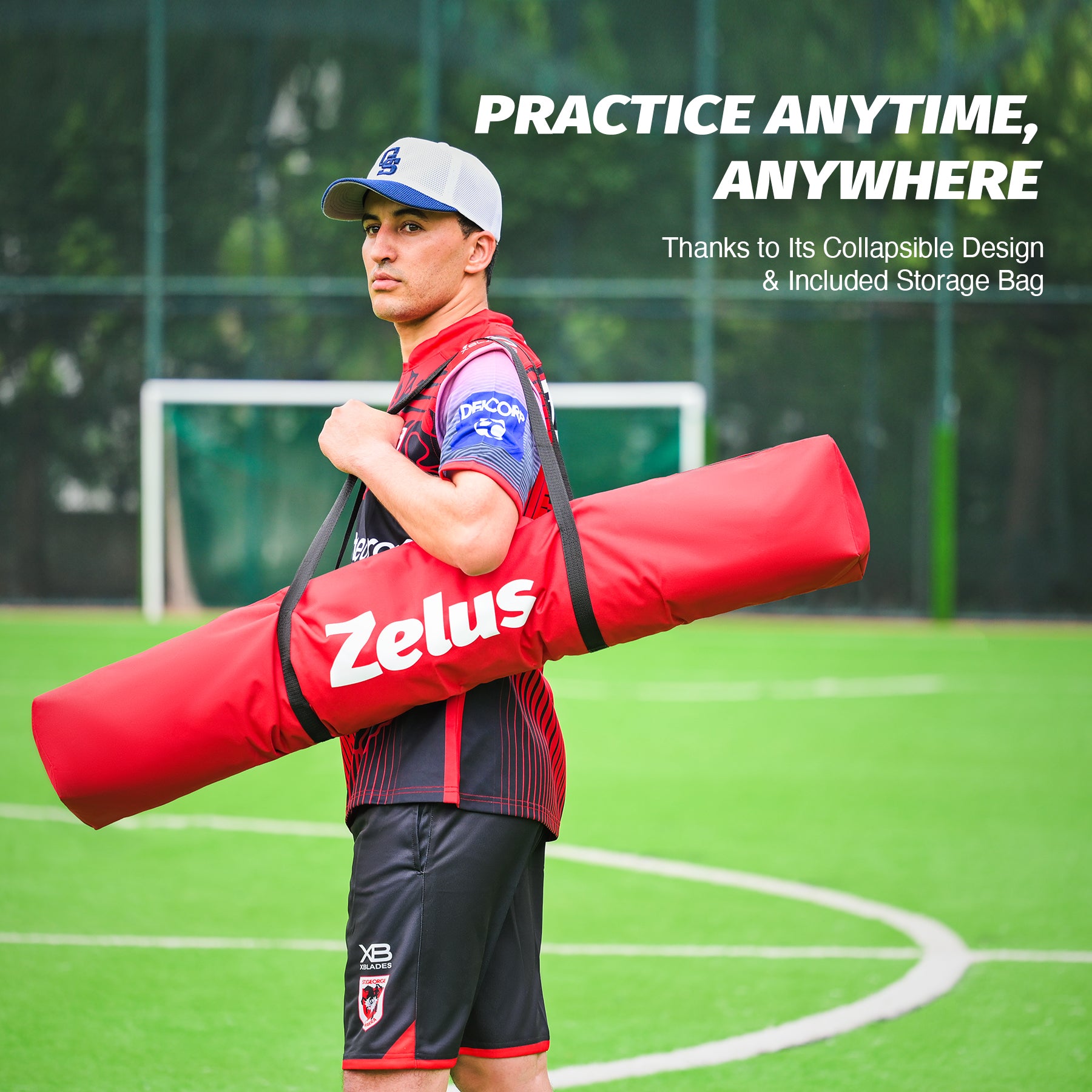 Zelus sports training net with carrying bag