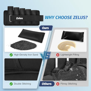 ZELUS Adjustable Ankle Weights (1–5 lb Each) | Removable Sandbag Straps for Workouts, Walking, Yoga & More
