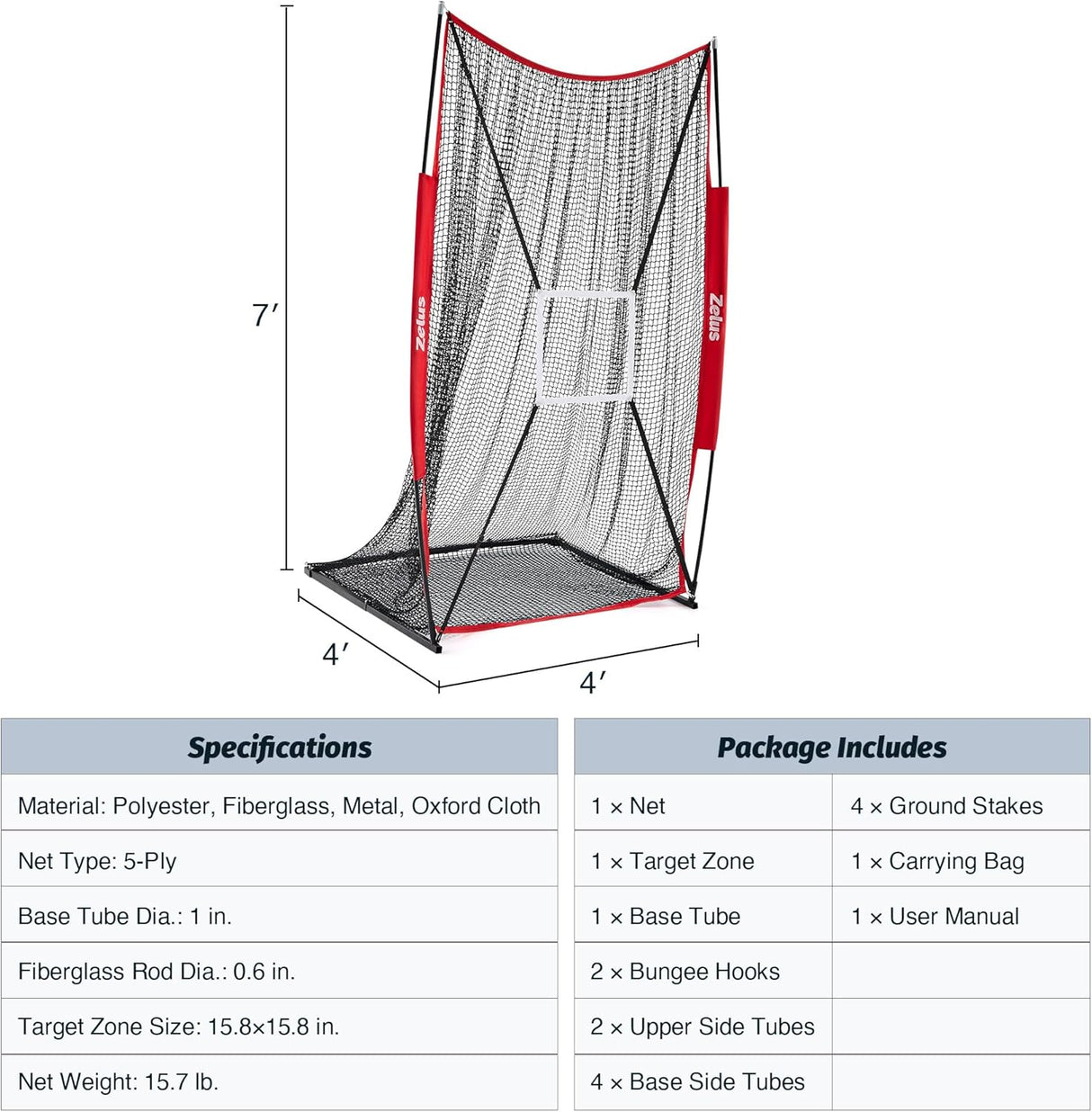 ZELUS 7x4 ft Football Kicking Net | Portable Training Net with Target Zone & Carry Bag