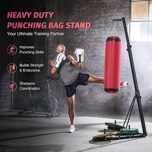 ZELUS Heavy Duty Freestanding Punching Bag Stand | Adjustable Height & Weighted Base for Home Workouts