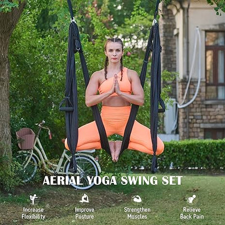 Aerial Yoga Swing - Yoga Hammock Set Sling Black