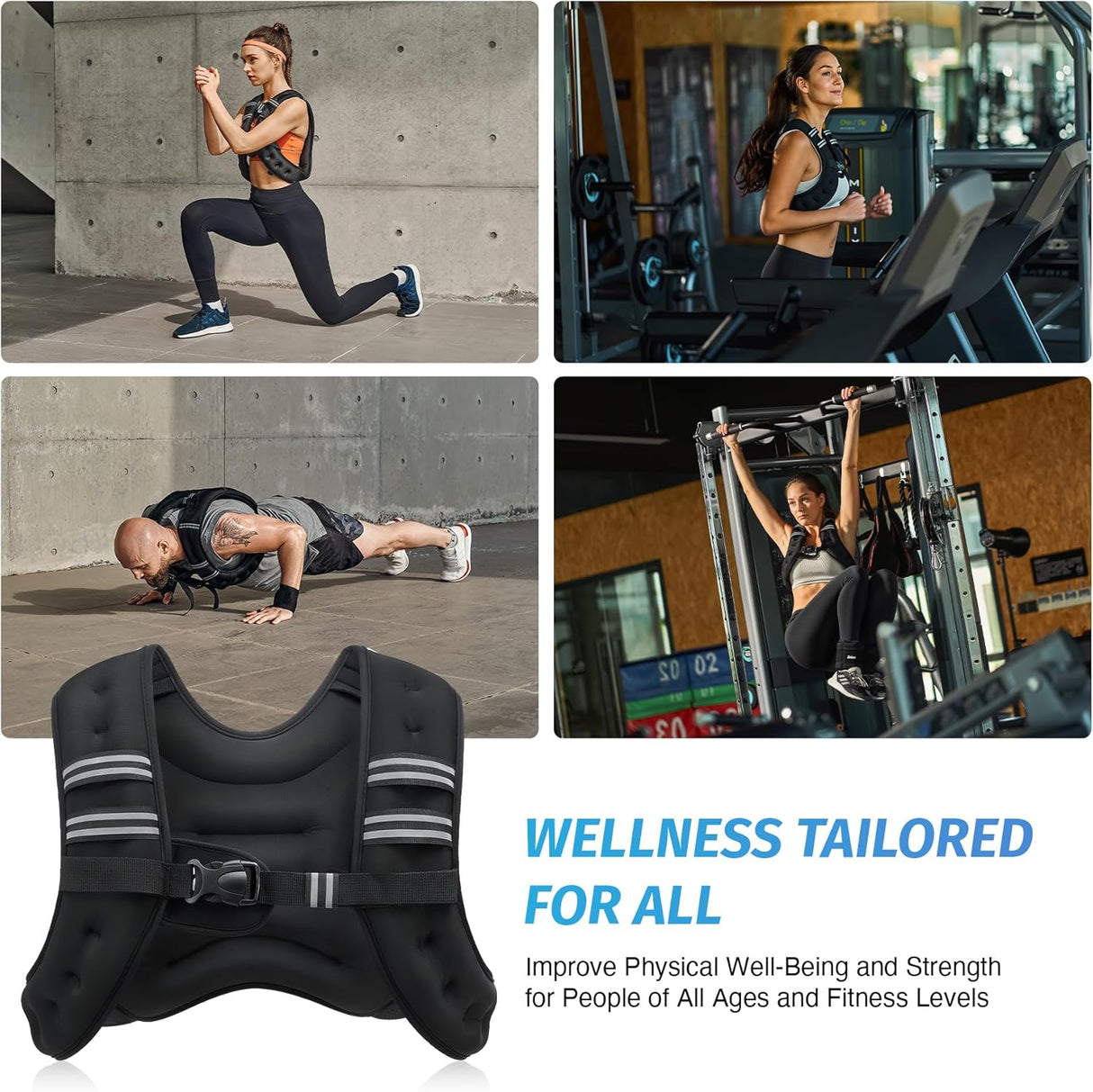 ZELUS Weighted Vest with Reflective Strips | 6–30 lb Adjustable Workout Vest for Training & Cardio