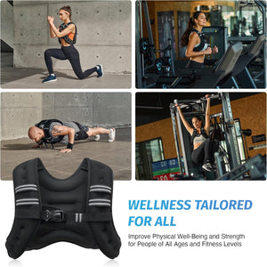 ZELUS Weighted Vest with Reflective Strips | 6–30 lb Adjustable Workout Vest for Training & Cardio
