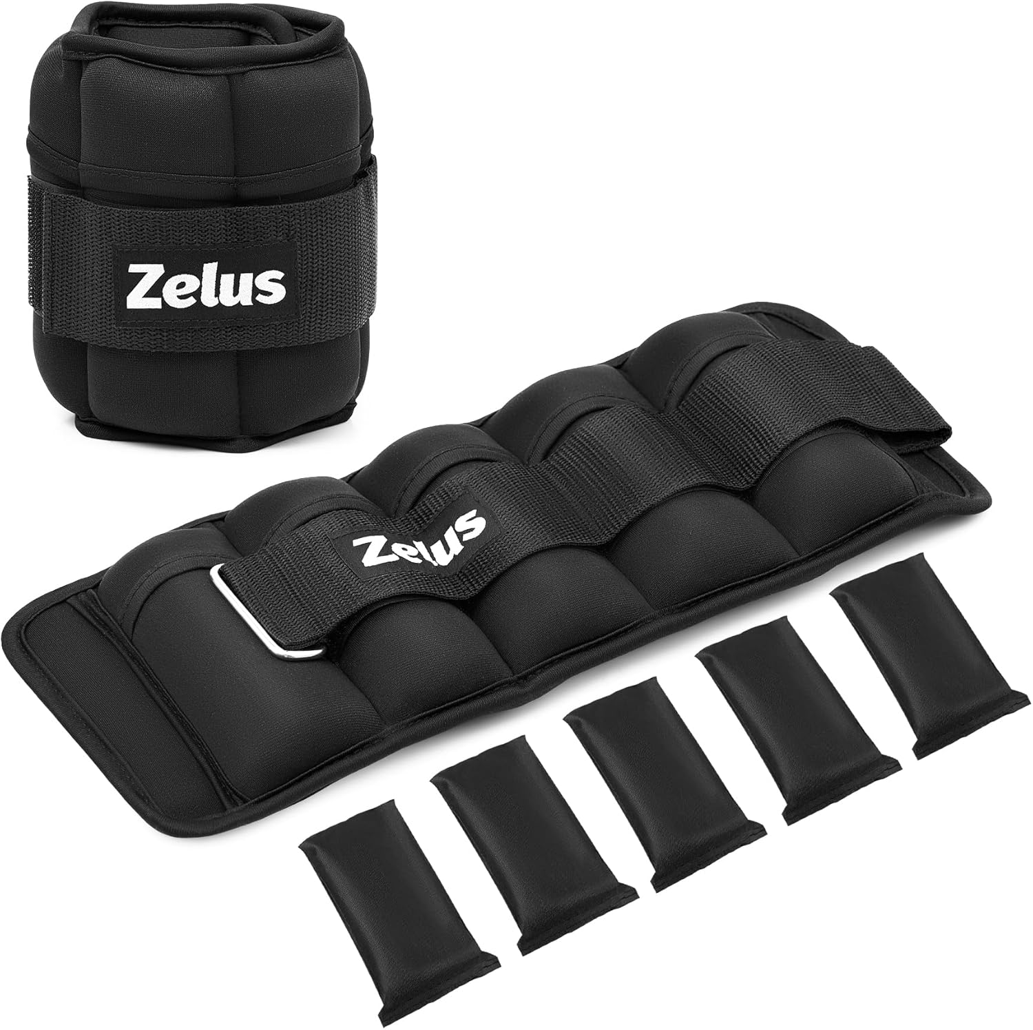 ZELUS Adjustable Ankle Weights (1–5 lb Each) | Removable Sandbag Straps for Workouts, Walking, Yoga & More