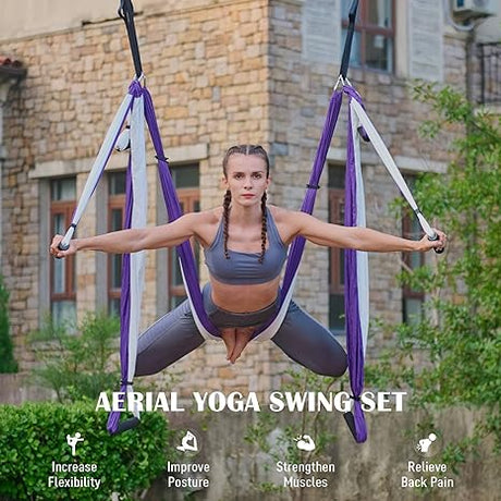 Aerial Yoga Swing - Yoga Hammock Set Sling Purple