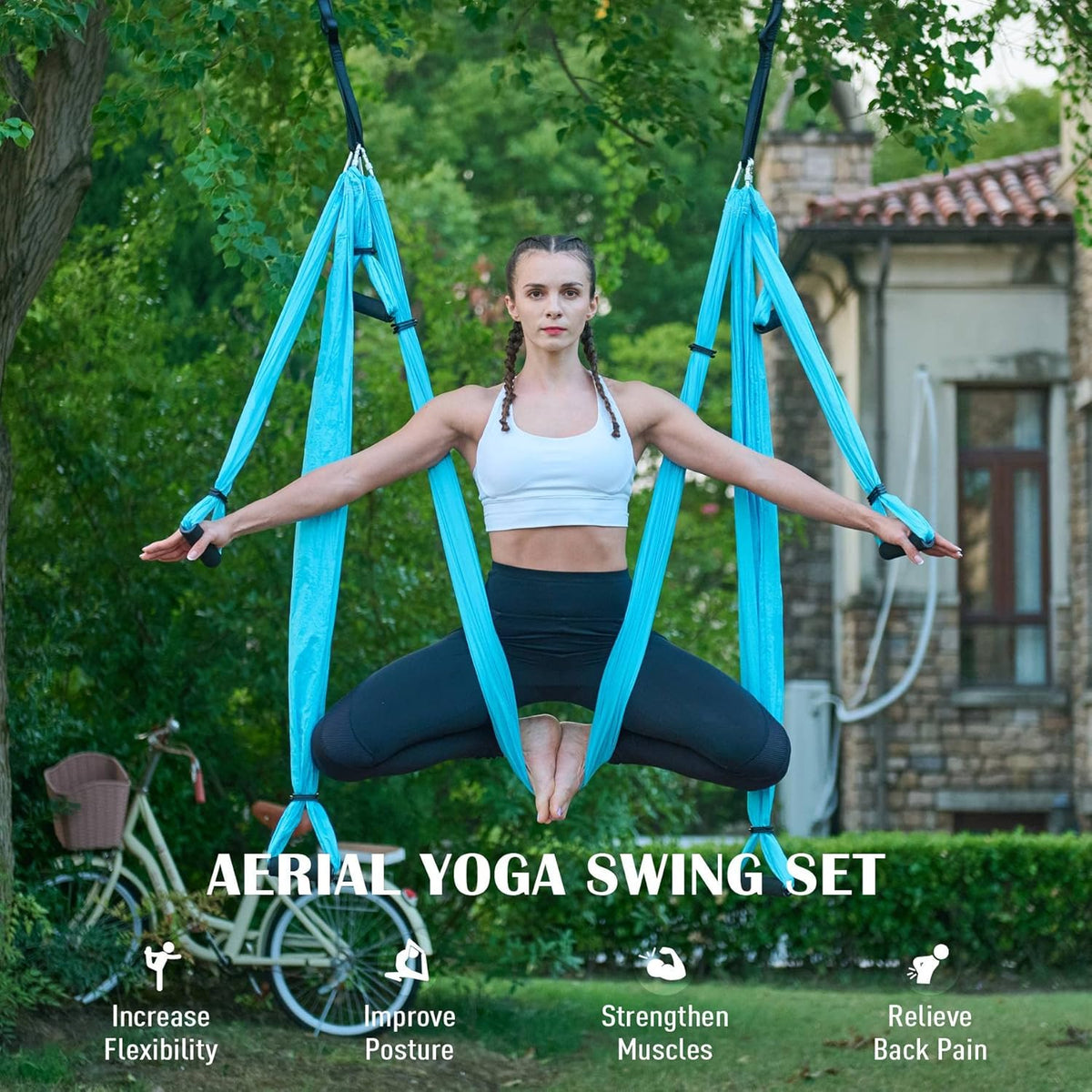 Aerial Yoga Swing Sling Strong Yoga Hammock Kit Set Trapeze Inversion Equipment Include 2 Extensions Straps And Ceiling Mounting Kit Aerial Yoga Swing Sling Strong Yoga Hammock Kit Set Trapeze Inversion Equipment Include 2 Extensions Straps And Ceiling Mounting Kit