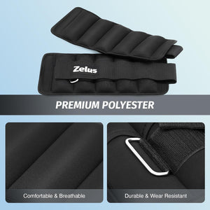 ZELUS Adjustable Ankle Weights (1–5 lb Each) | Removable Sandbag Straps for Workouts, Walking, Yoga & More