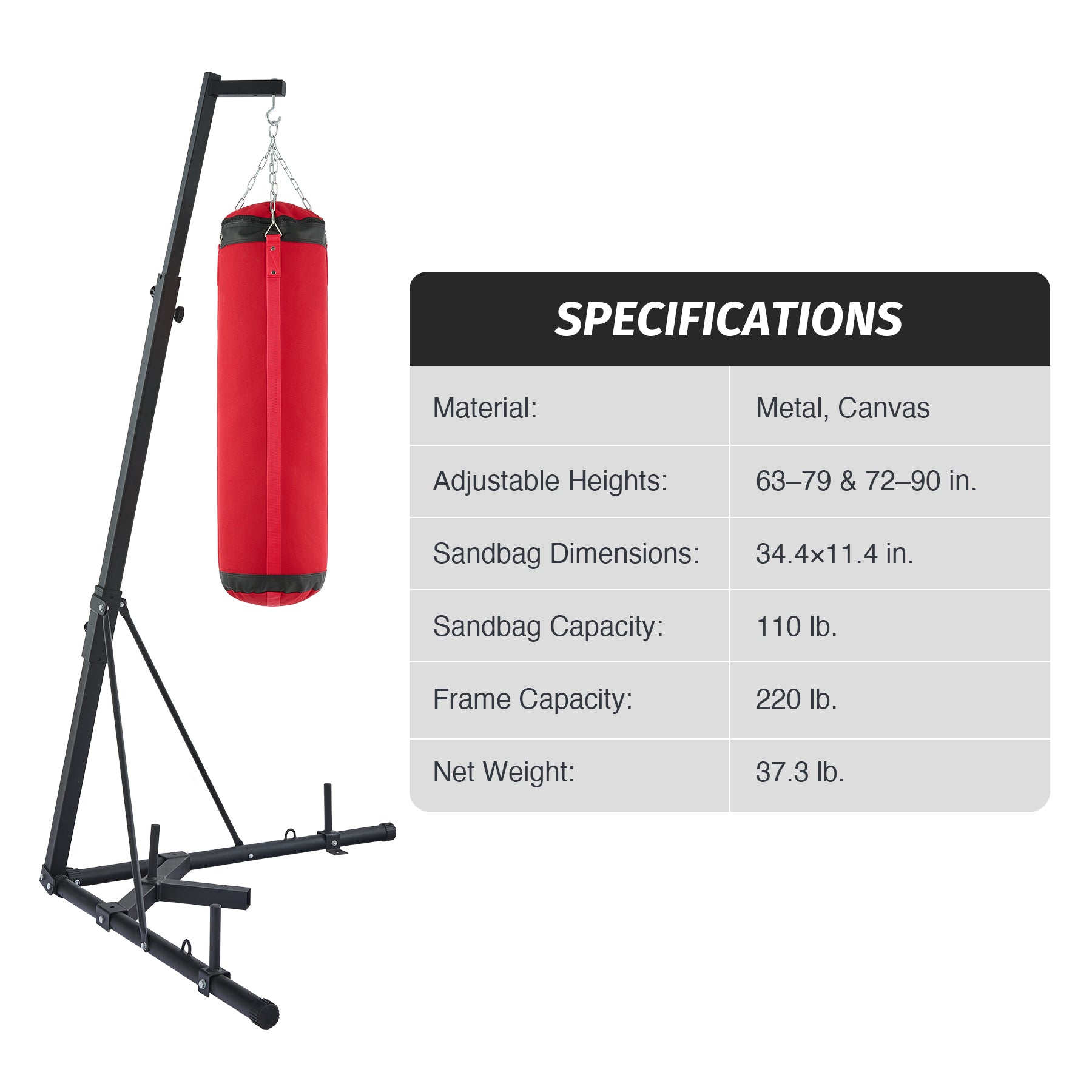 Red punching bag with black stand