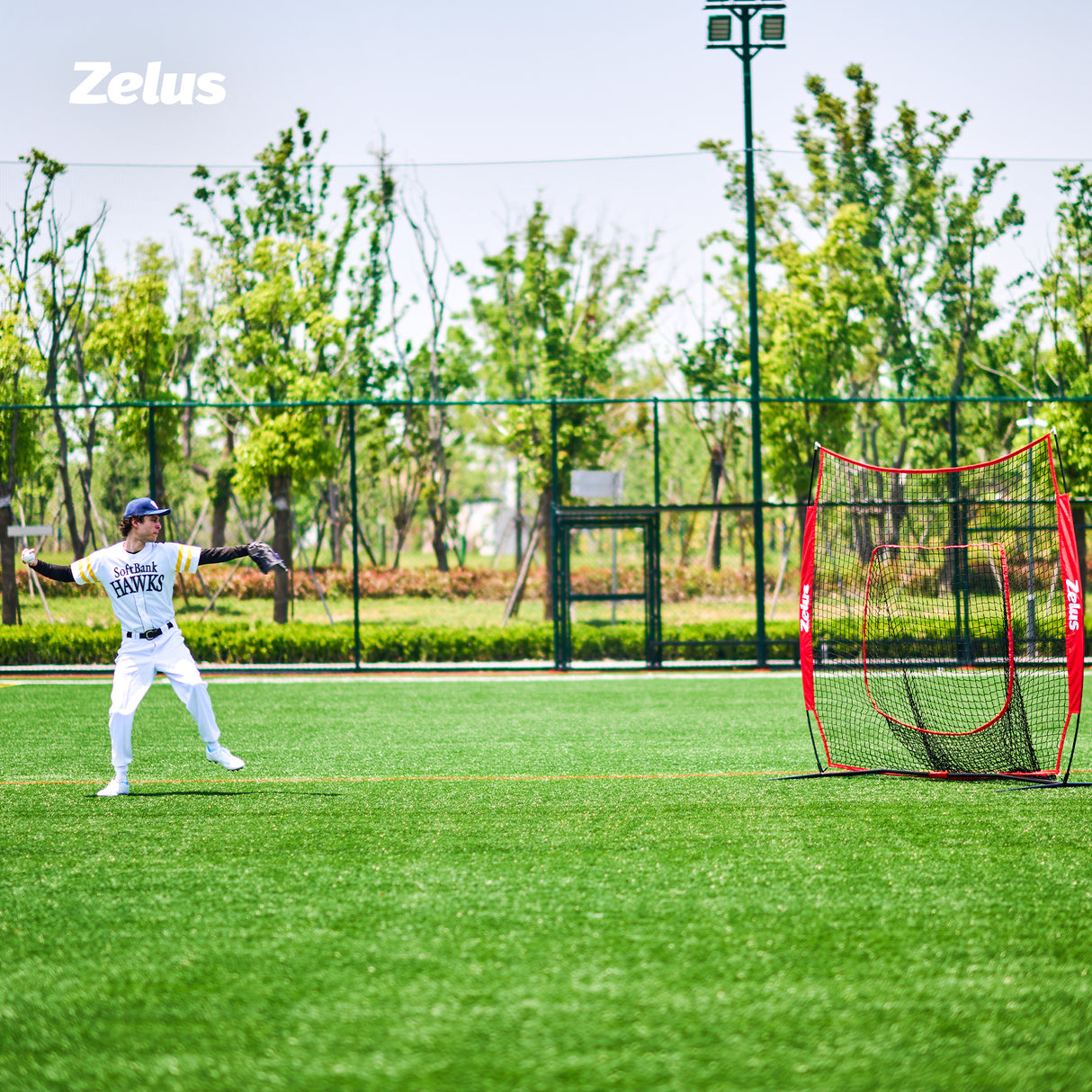 7×7 Baseball Net with Tee Kit, Portable Baseball Net for Hitting and Pitching Red