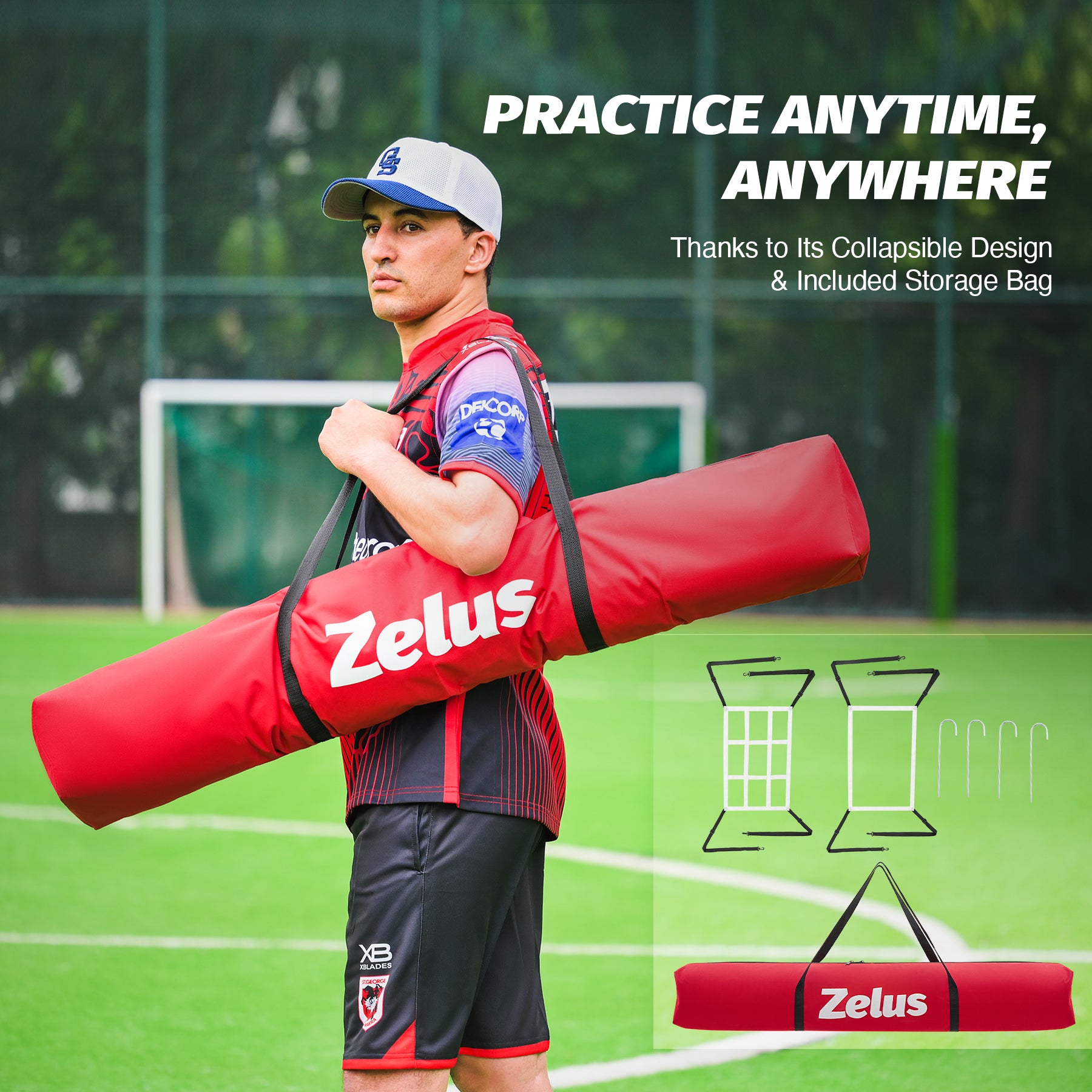 Zelus golf practice net with carrying bag