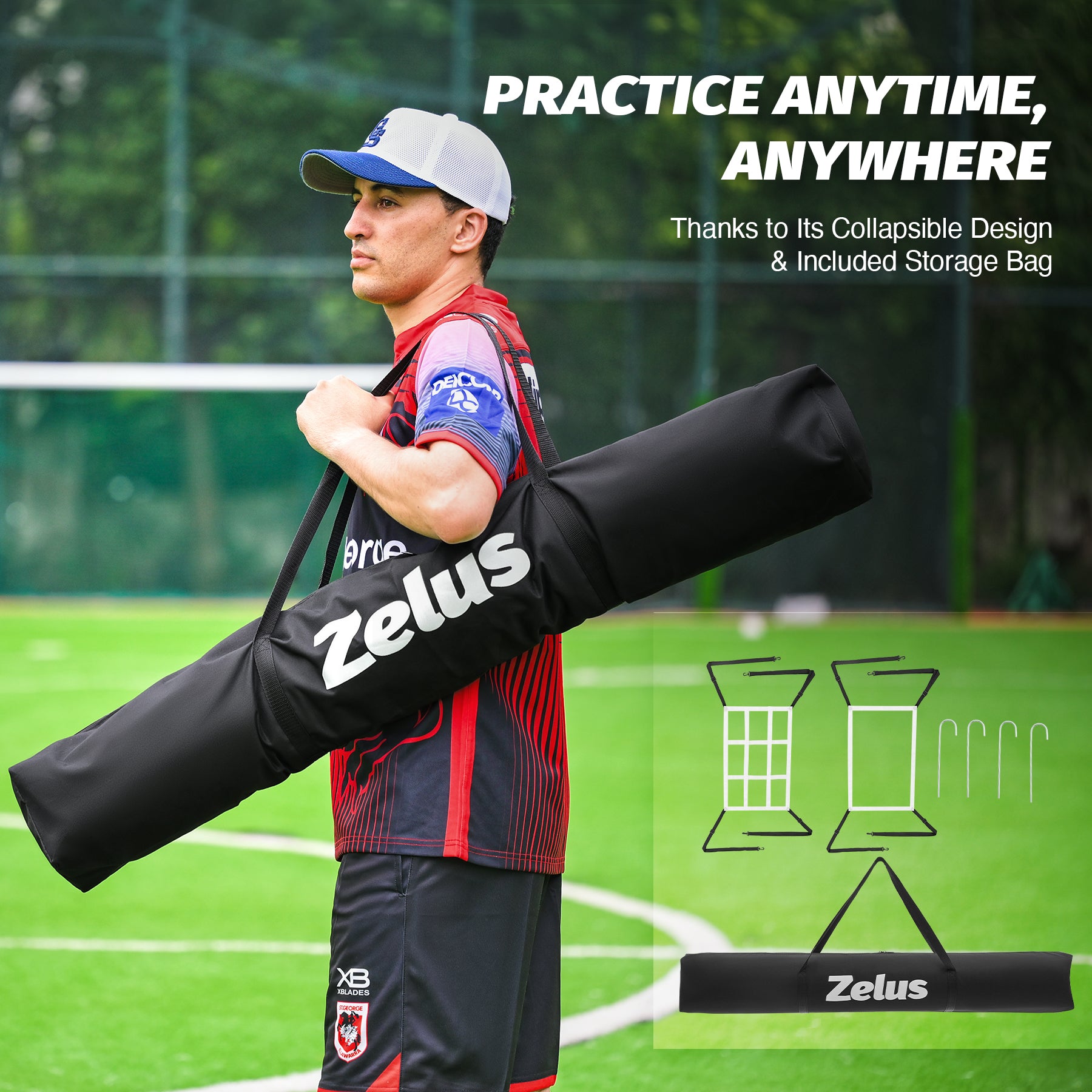 Zelus pitching net with carrying bag