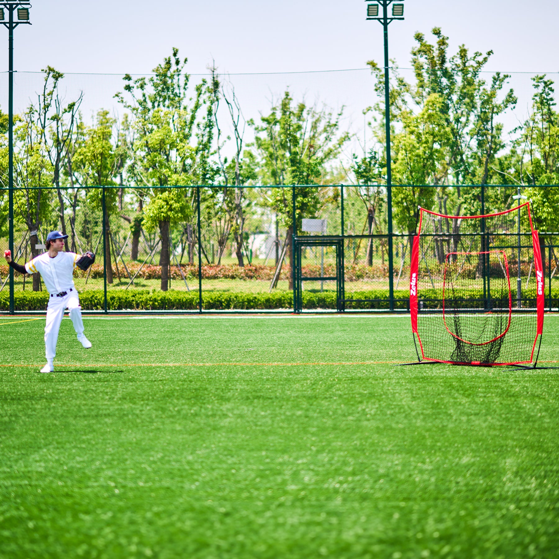Zelus baseball or softball practice net with carrying bag